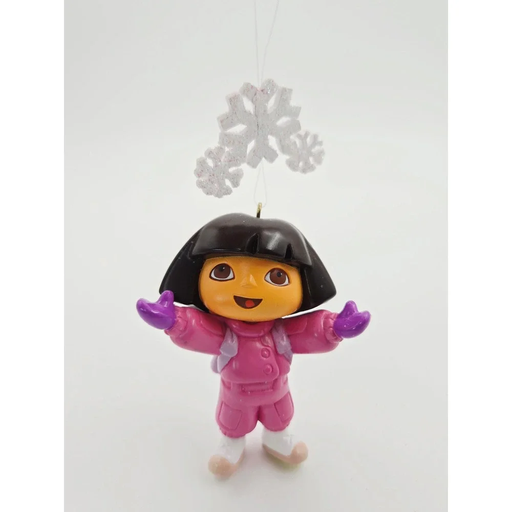 Dora the Explorer Merry Christmas Ornament 2003 Nick Jr Pink Snowsuit Snowflake